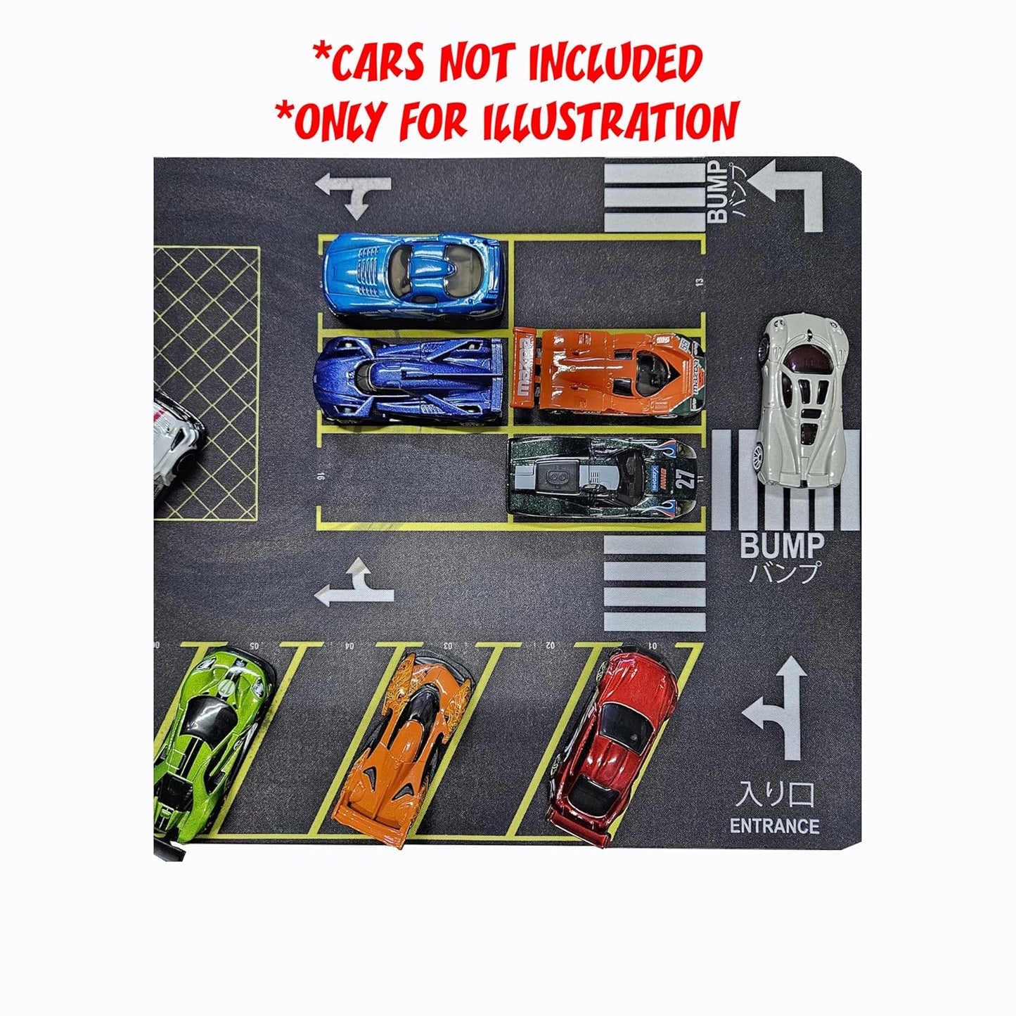 Parking lot mat Diorama for 1/64 Scale Cars (Hotwheels,minigt,majoratte, etc) Large Size 11X22 inches **Cars not Included