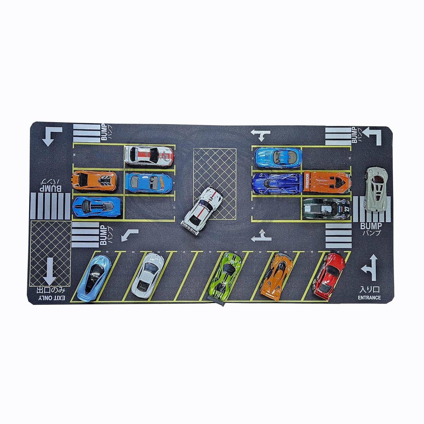 Parking lot mat Diorama for 1/64 Scale Cars (Hotwheels,minigt,majoratte, etc) Large Size 11X22 inches **Cars not Included
