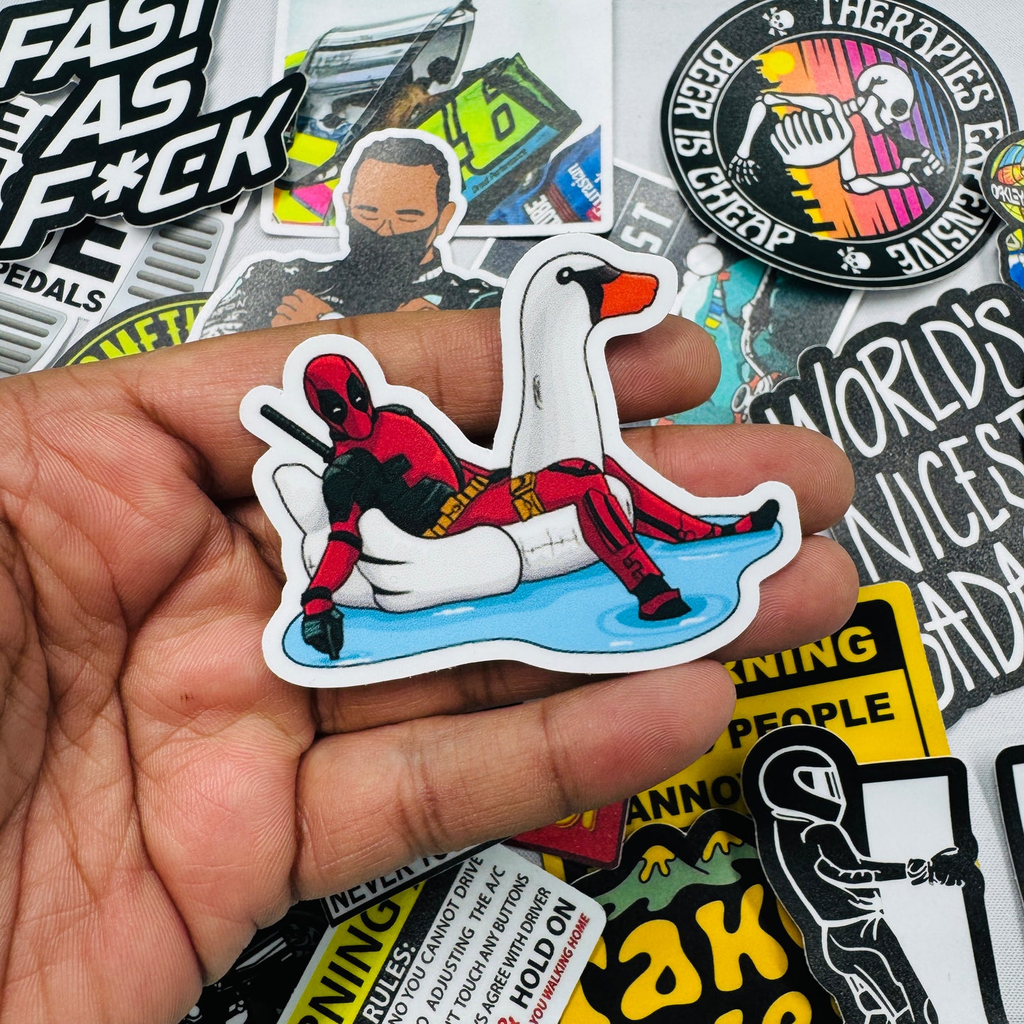 Chilling Deadpool sticker - Street Soul Clothing