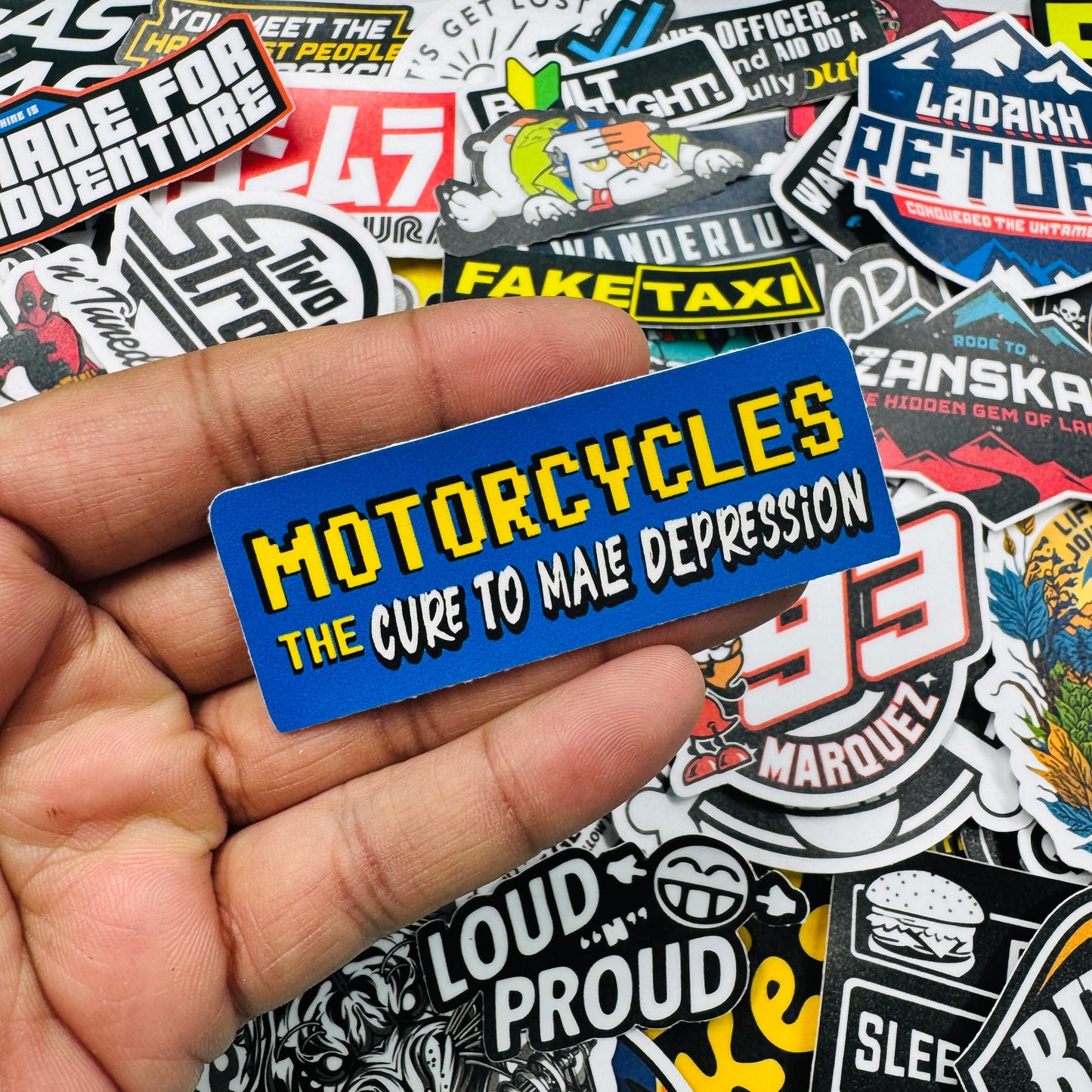 Motorcycles : Cure to male depression sticker - Street Soul Clothing