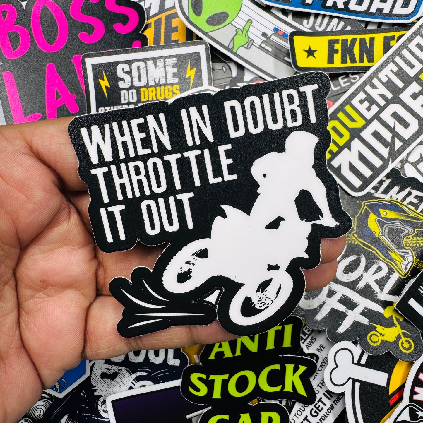 When in doubt throttle it out sticker - Street Soul Clothing