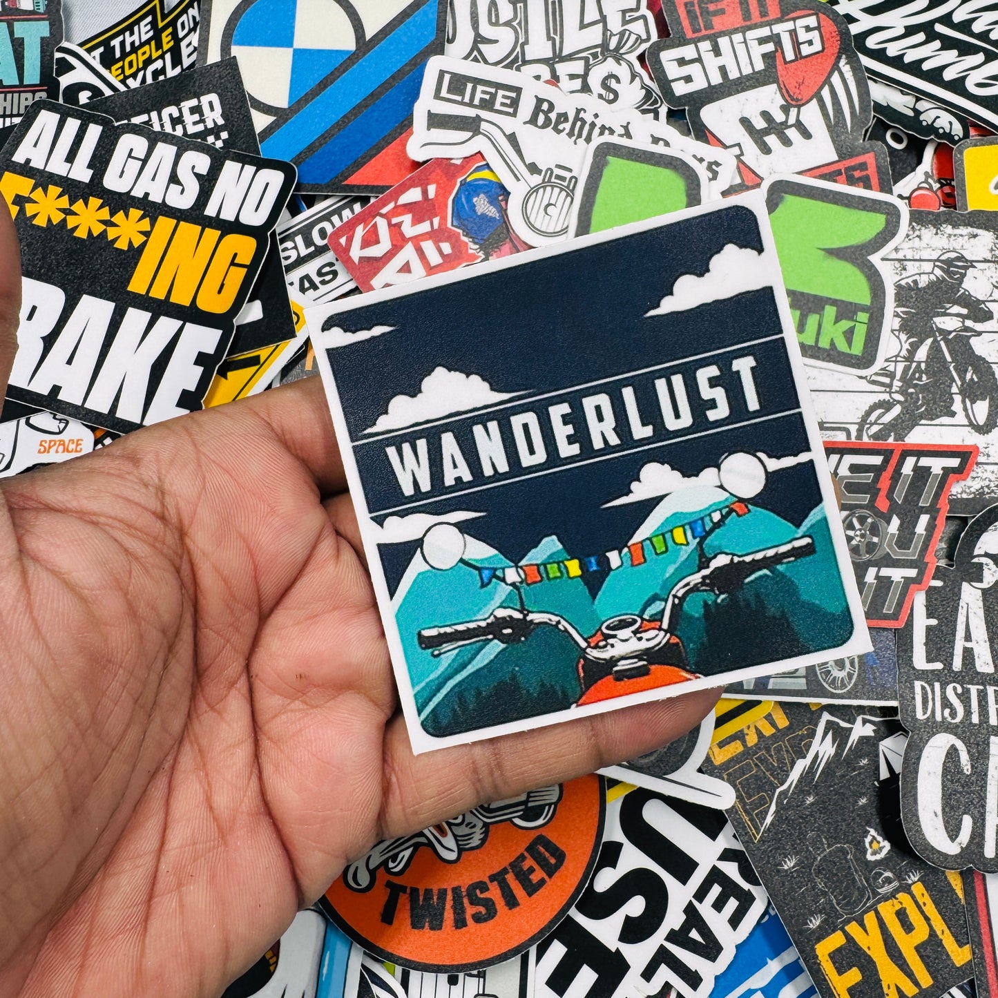 Wanderlust biker sticker - Street Soul Clothing