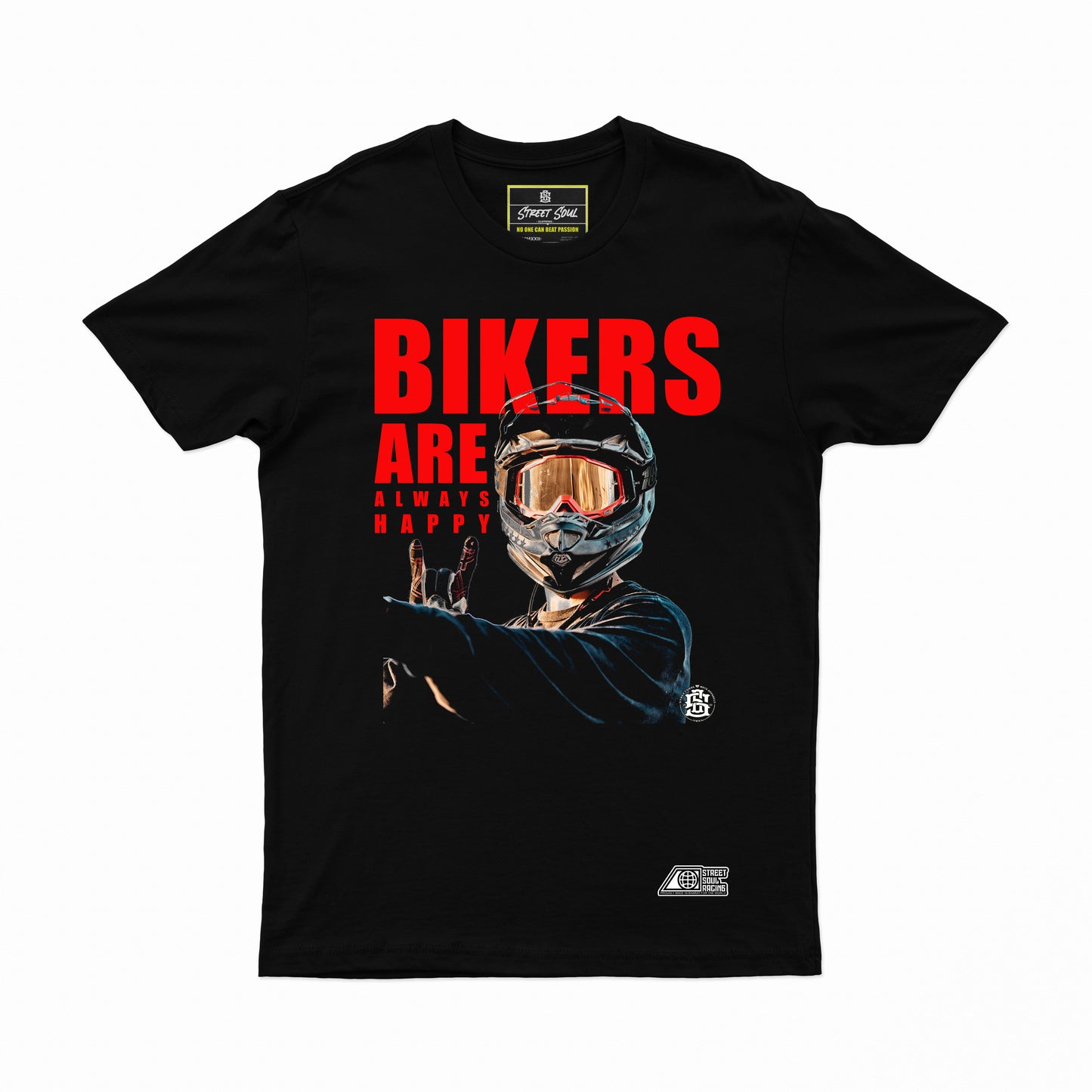 Bikers are always happy Printed BIker T-shirt - Street Soul Clothing