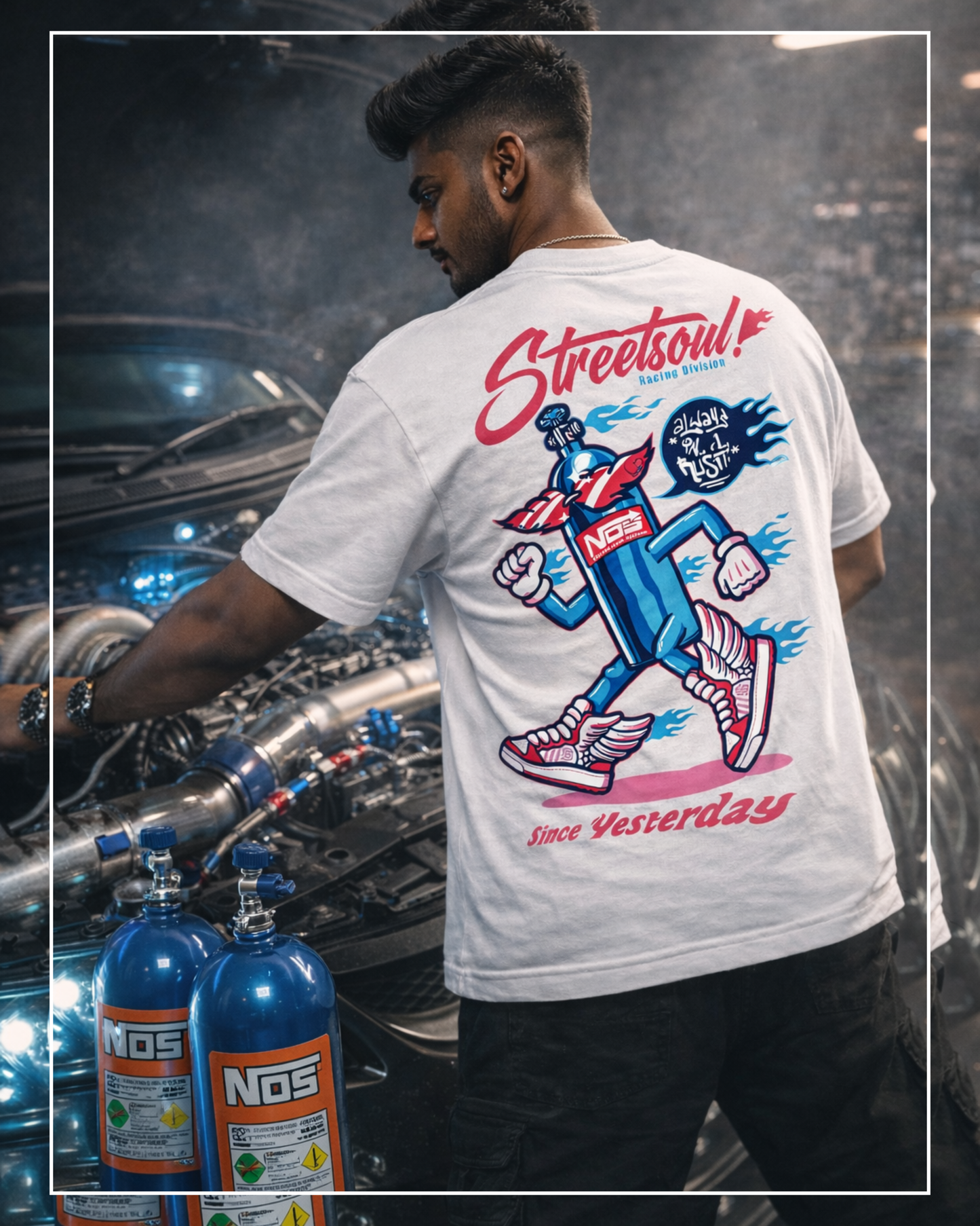 Always in a rush White Oversized T-shirt