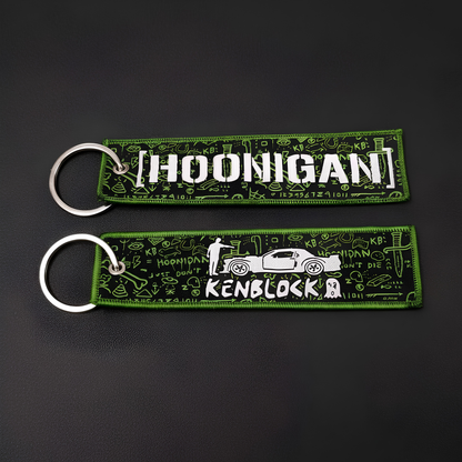 Block drifiting JDM woven keychain