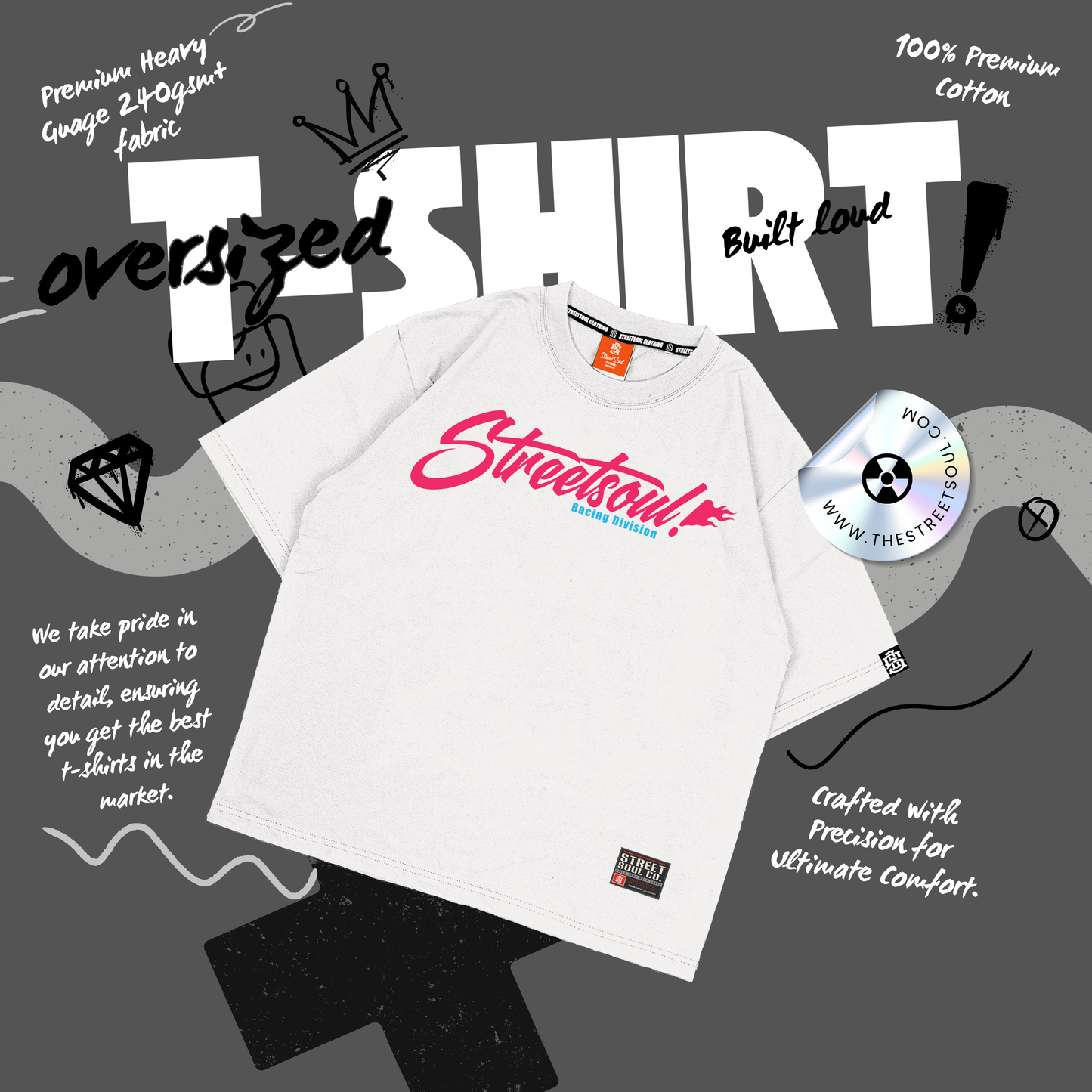 Always in a rush White Oversized T-shirt