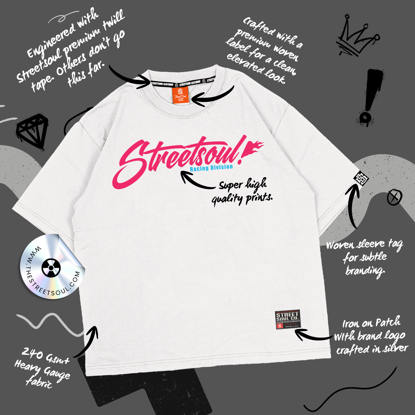 Always in a rush White Oversized T-shirt