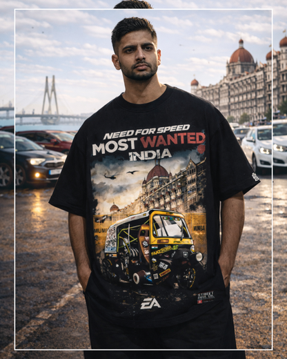 Most wanted India Black Oversized T-shirt