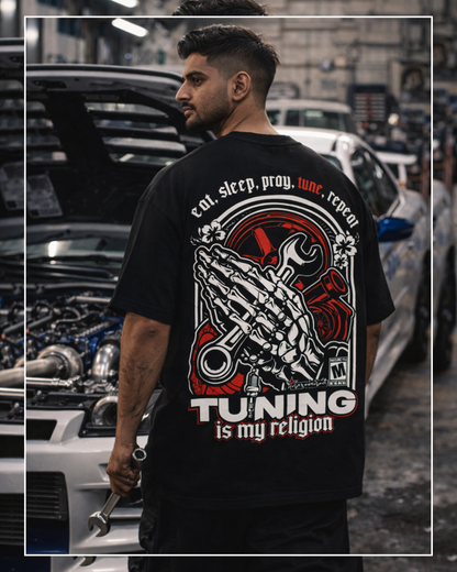 Tuning is my religion Black Oversized T-shirt