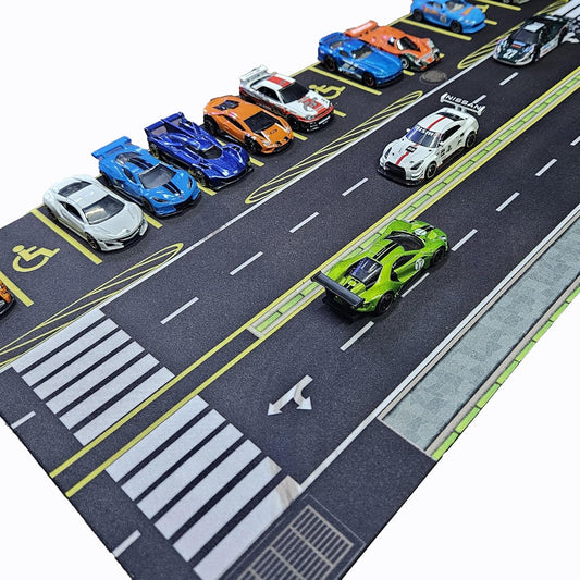 Highway and Parking lot Diorama for 1/64 Scale Cars (Hotwheels,Minigt, etc.) 22X11 INCHES **Cars not Included
