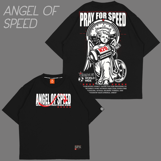 Angel of speed Black Oversized T-shirt