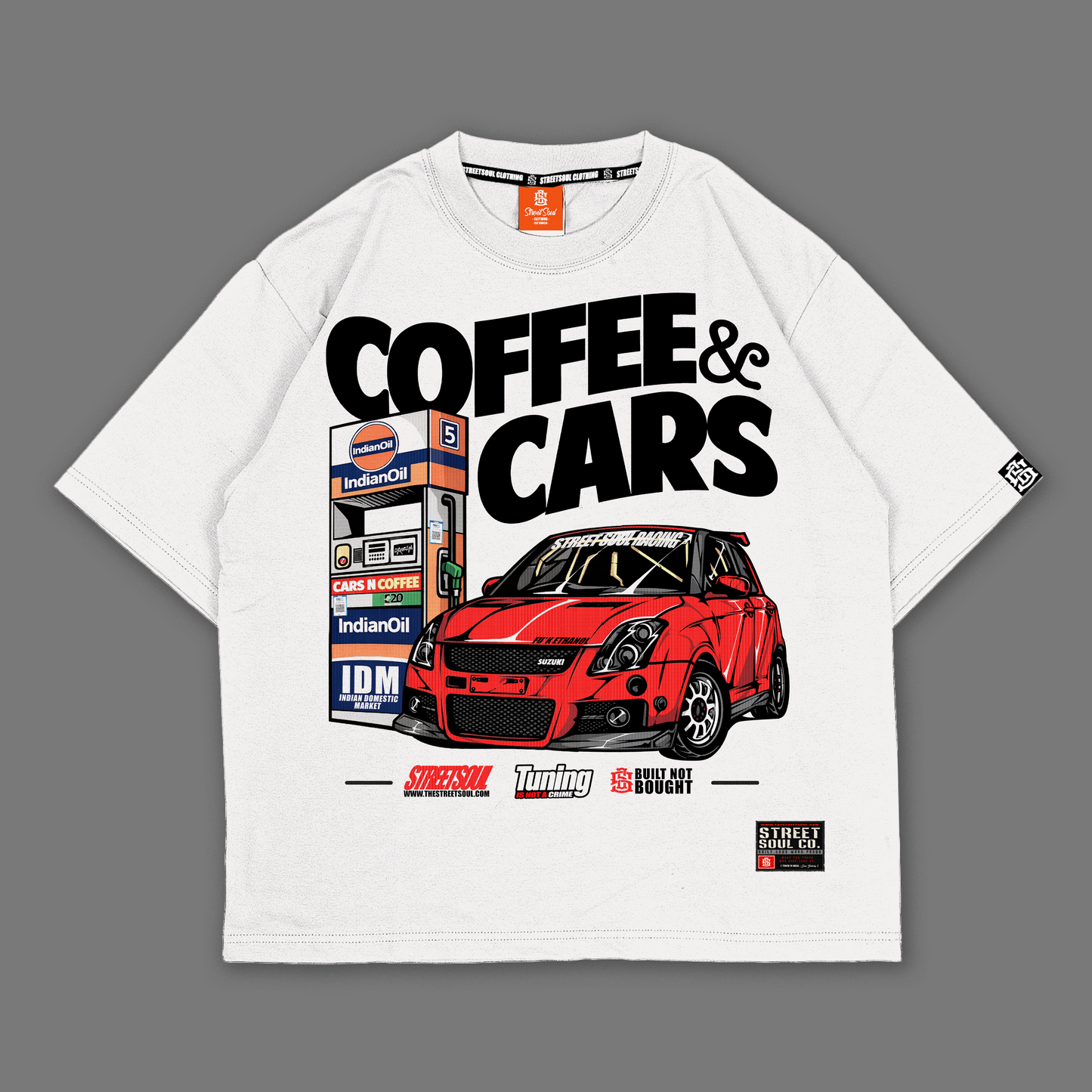 Coffee & Cars White Oversized T-shirt