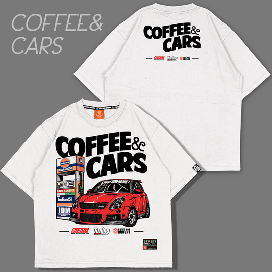 Coffee & Cars White Oversized T-shirt