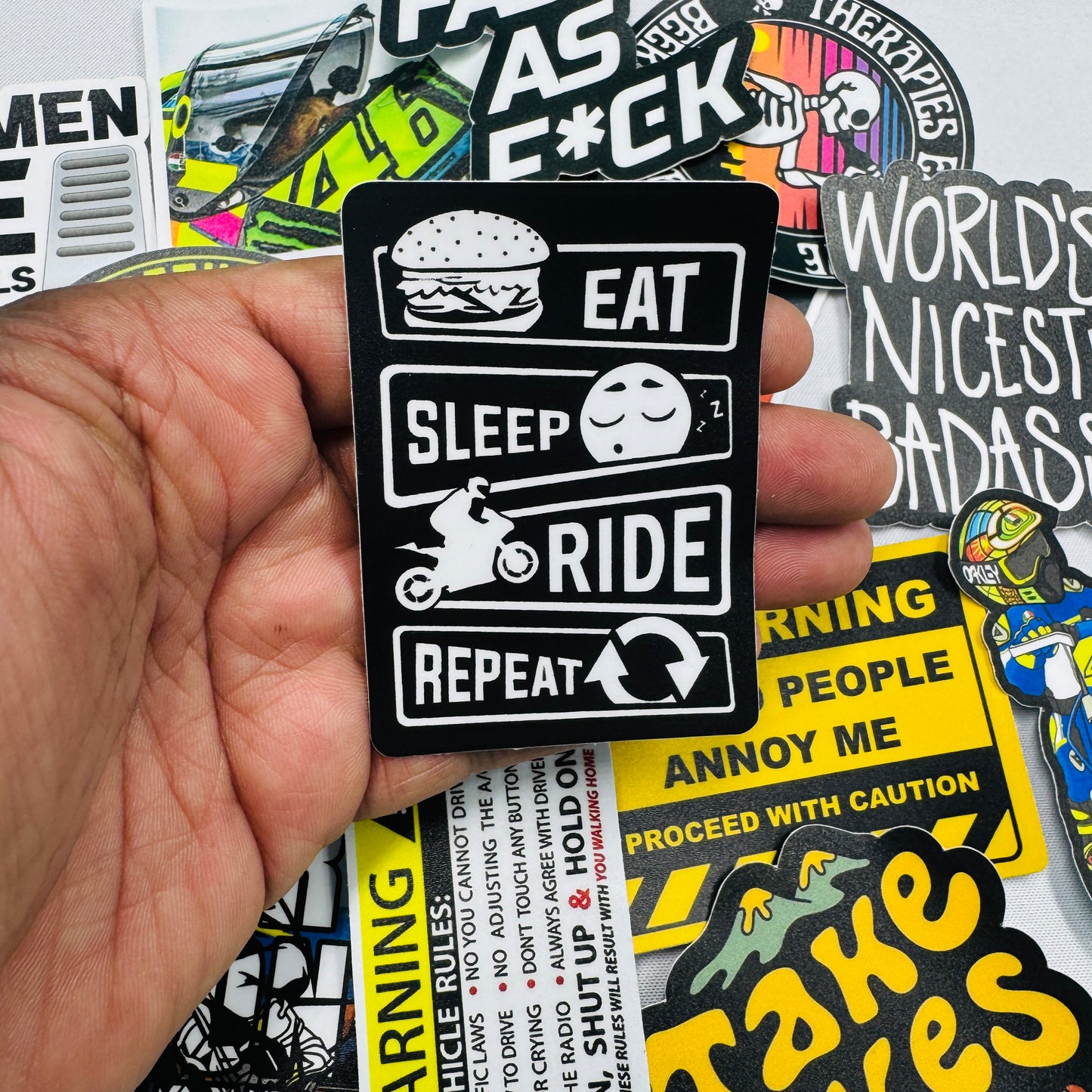 Eat sleep ride repeat sticker