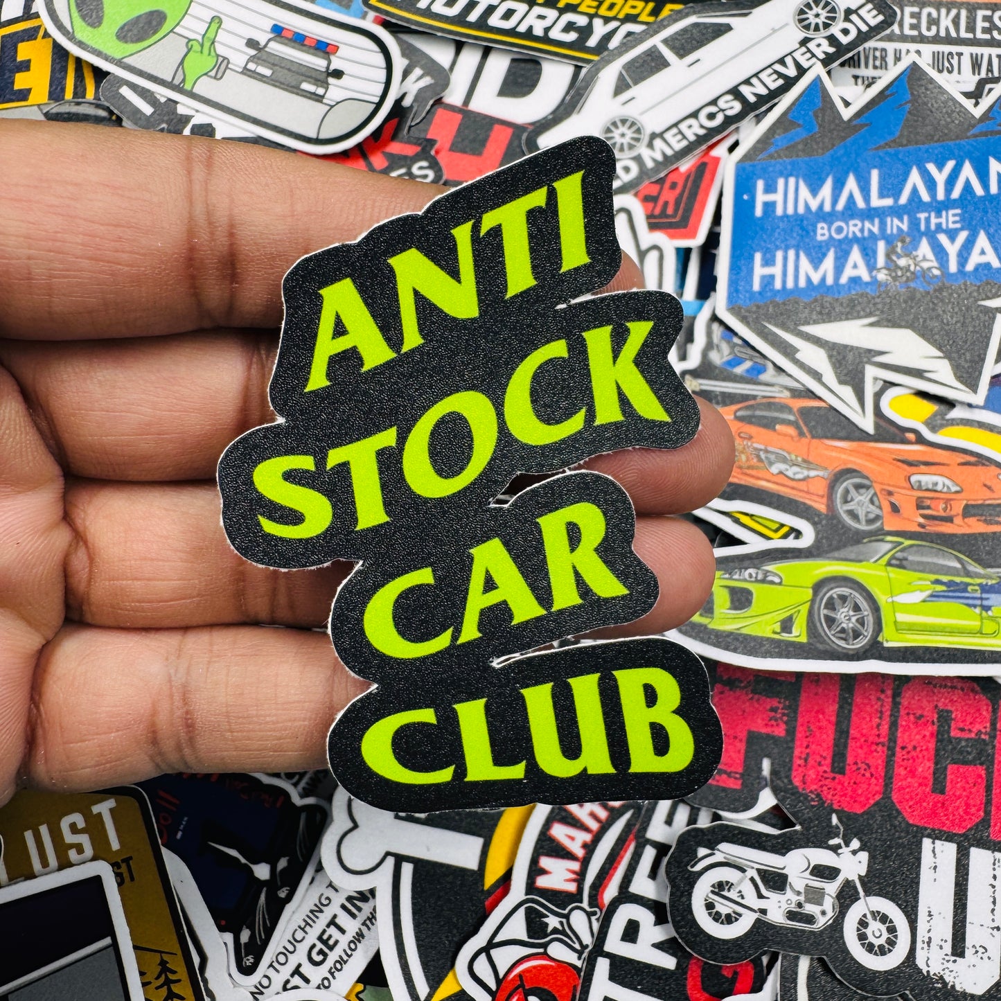 Anti stock car club sticker