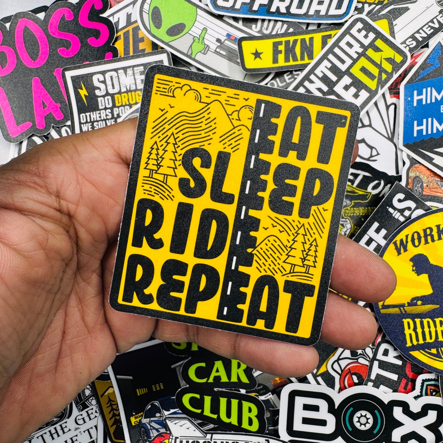 Eat sleep ride repeat sticker