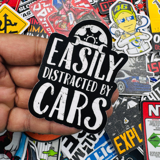 Easily distracted by cars sticker