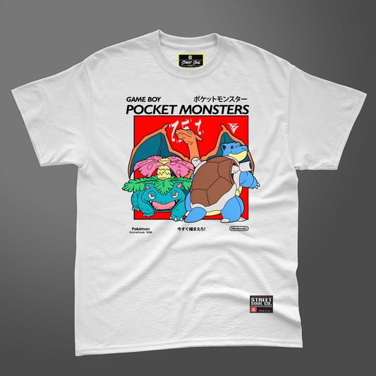 Pocket monster printed white T-shirt