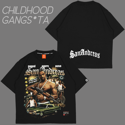 Childhood Gangs*ta Black Oversized T-shirt