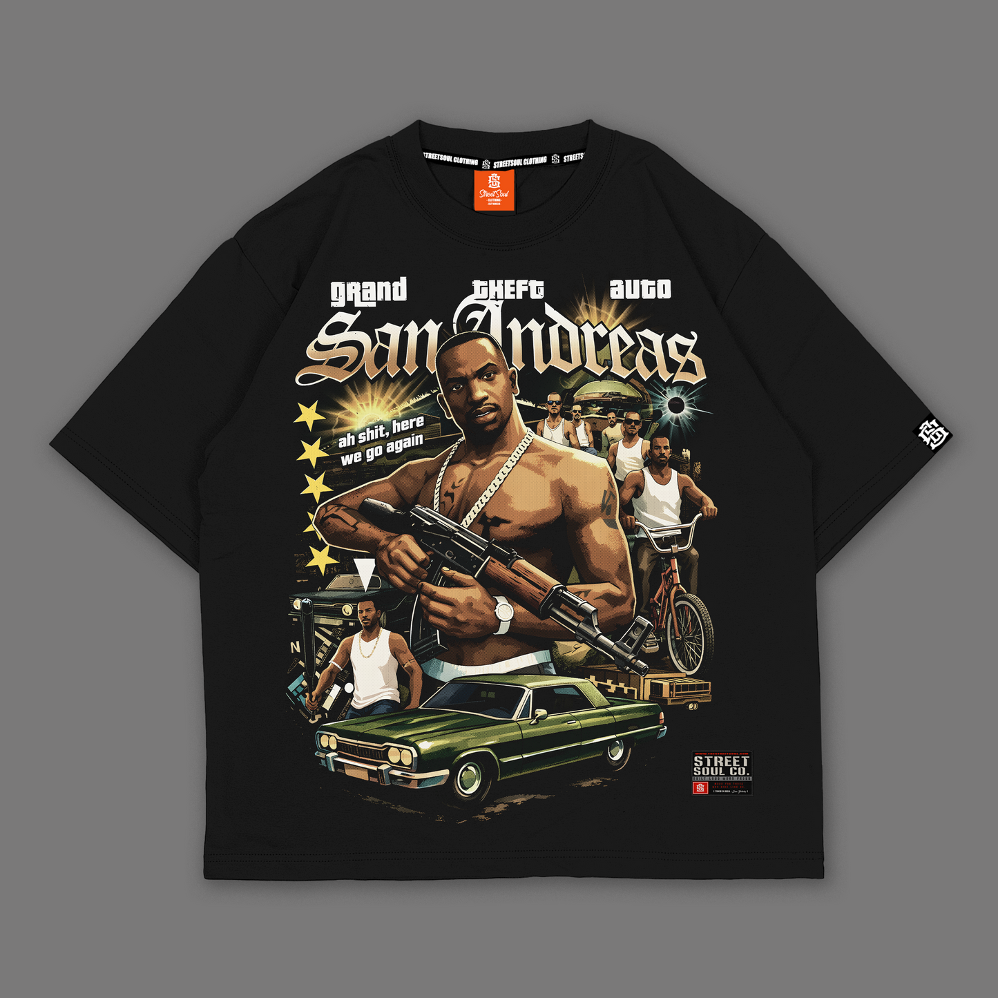 Childhood Gangs*ta Black Oversized T-shirt