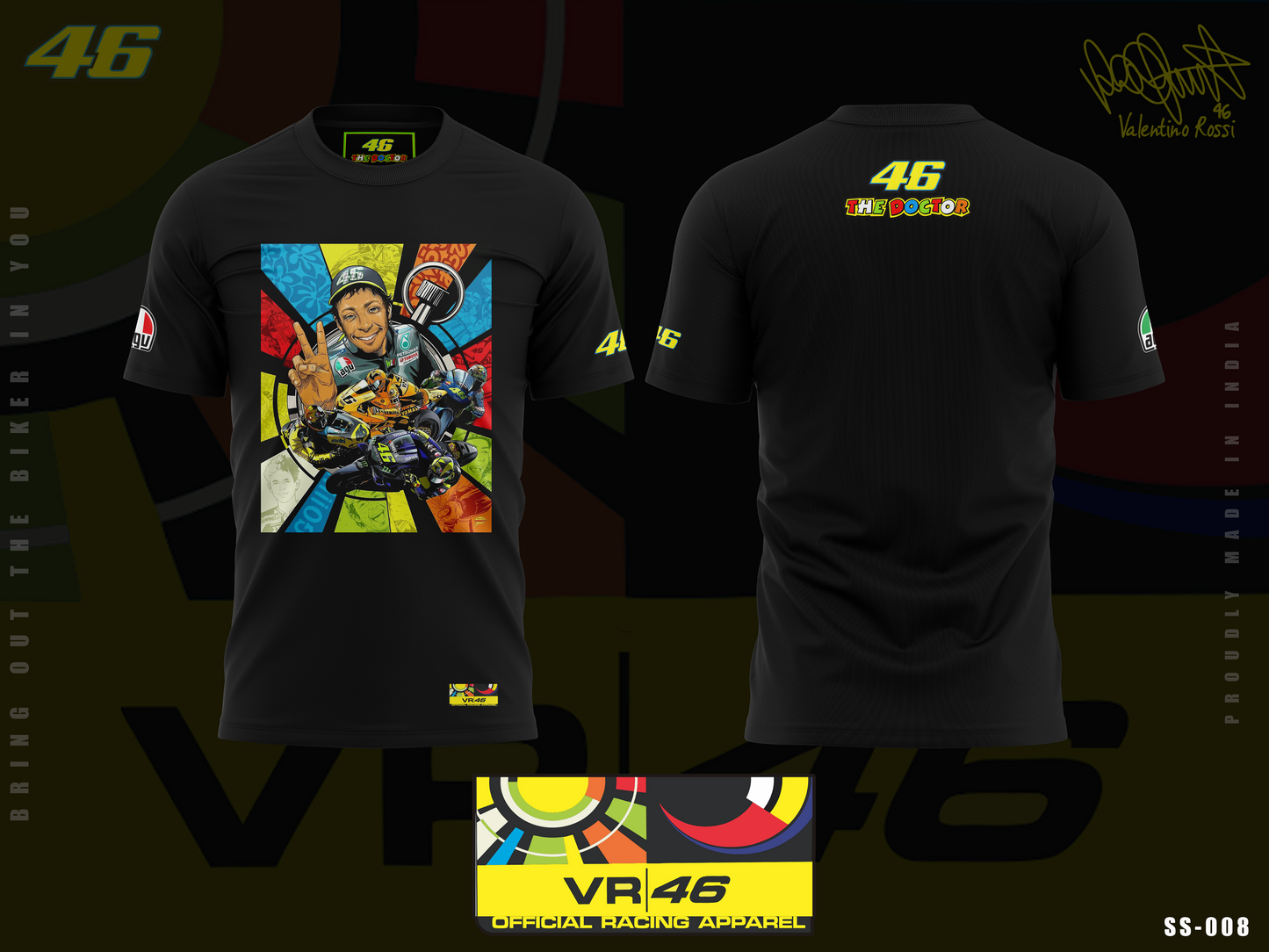 VR 46 comic Printed Cotton Tshirt