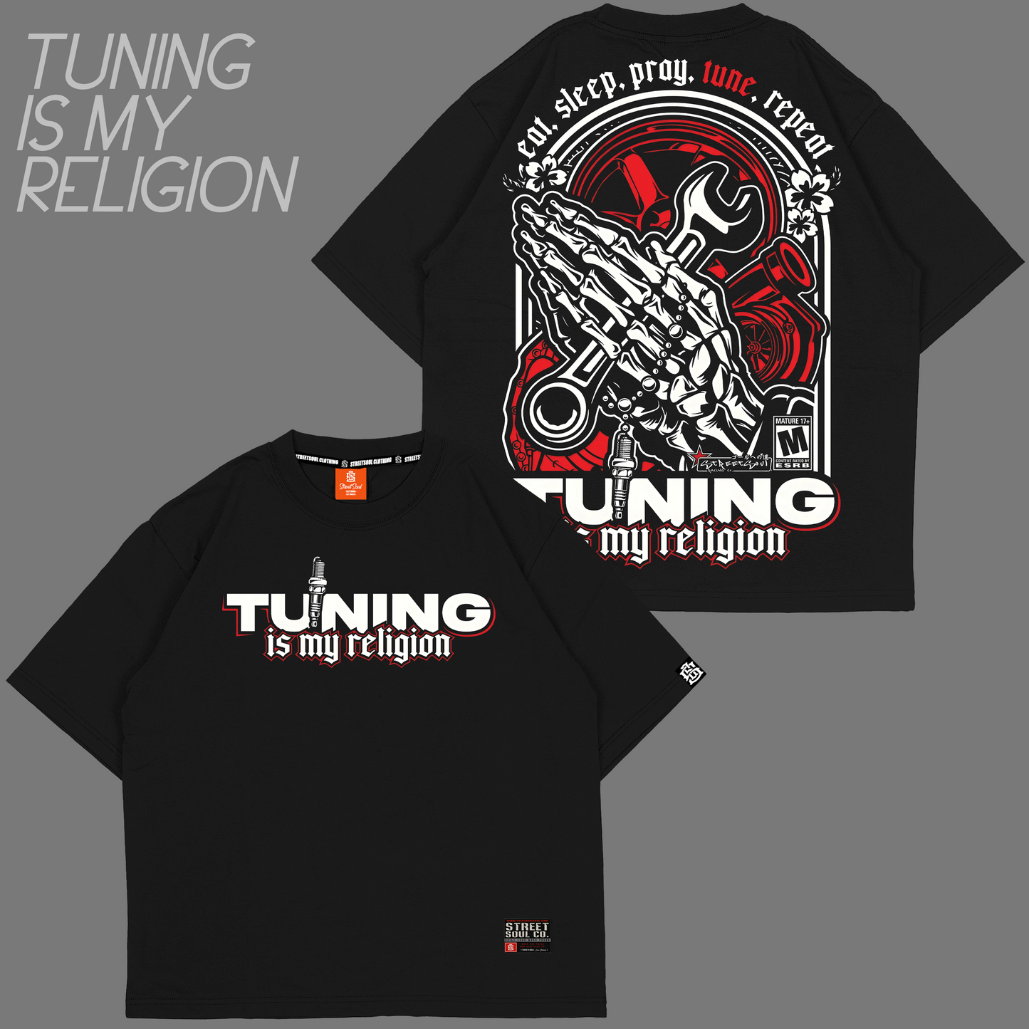 Tuning is my religion Black Oversized T-shirt