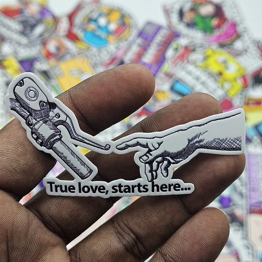 True love starts here sticker (Embossed)