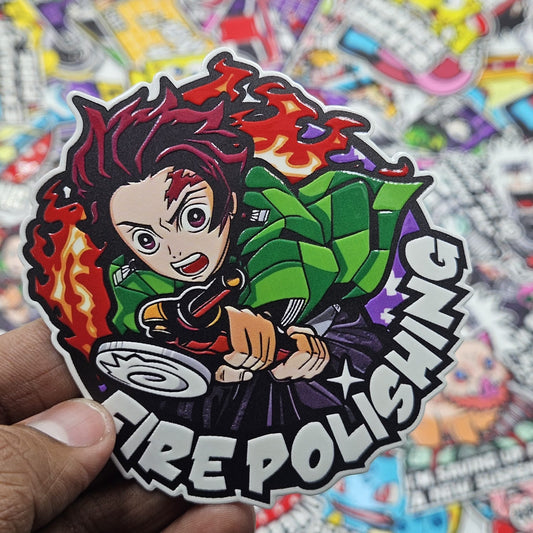 Tanjiro kamado Fire Polishing JDM Car slap sticker