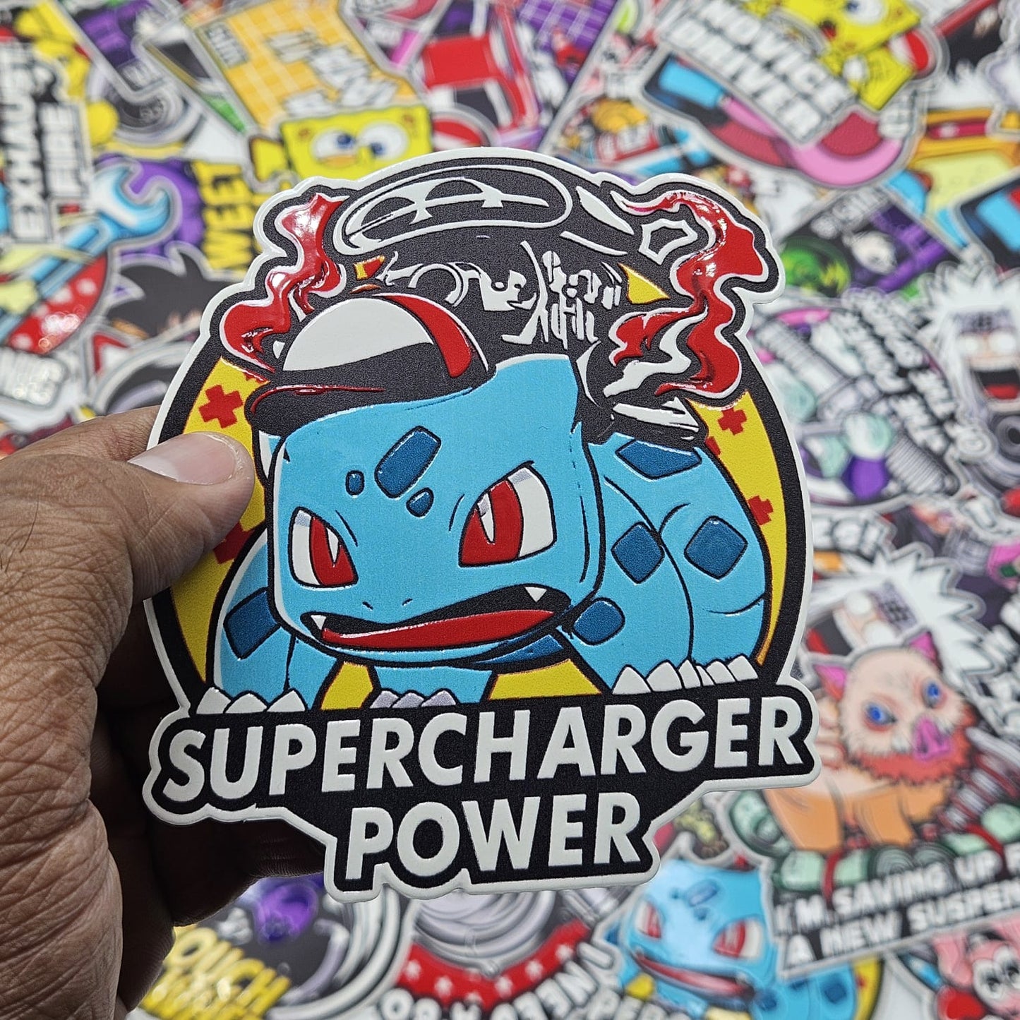 Bulbasaur supercharger power car slap stickers