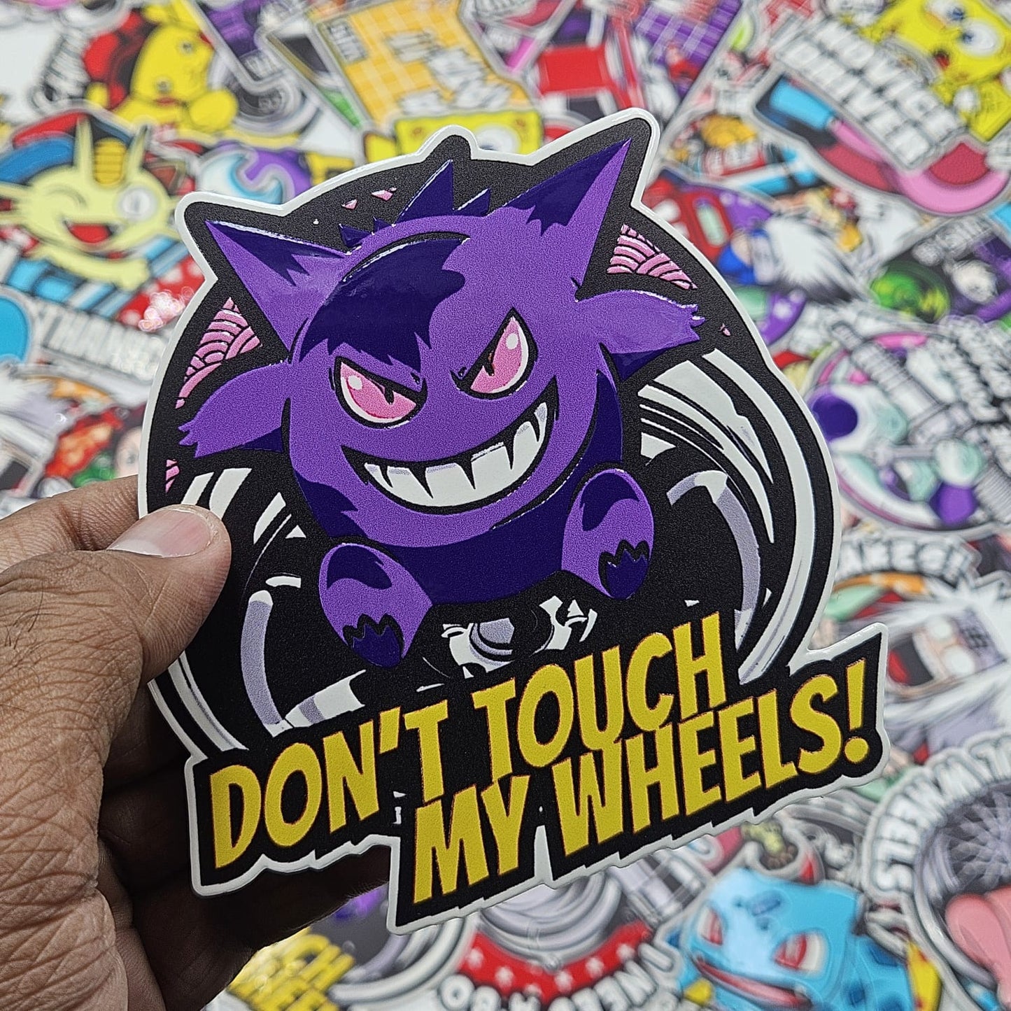 Gengar don't touch my wheels car slap sticker