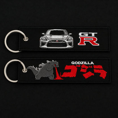 GTR godzilla JDM woven keychain