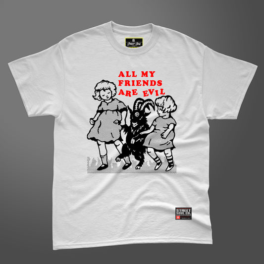 Friends are evil white T-shirt