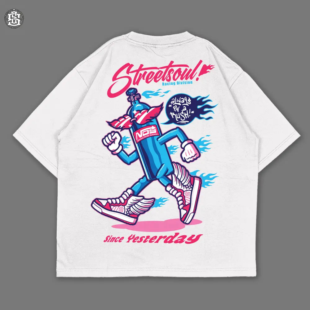 Always in a rush White Oversized T-shirt