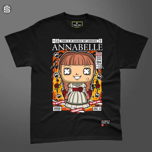 Anabelle Horror comic Black T-shirt - T- Shirt