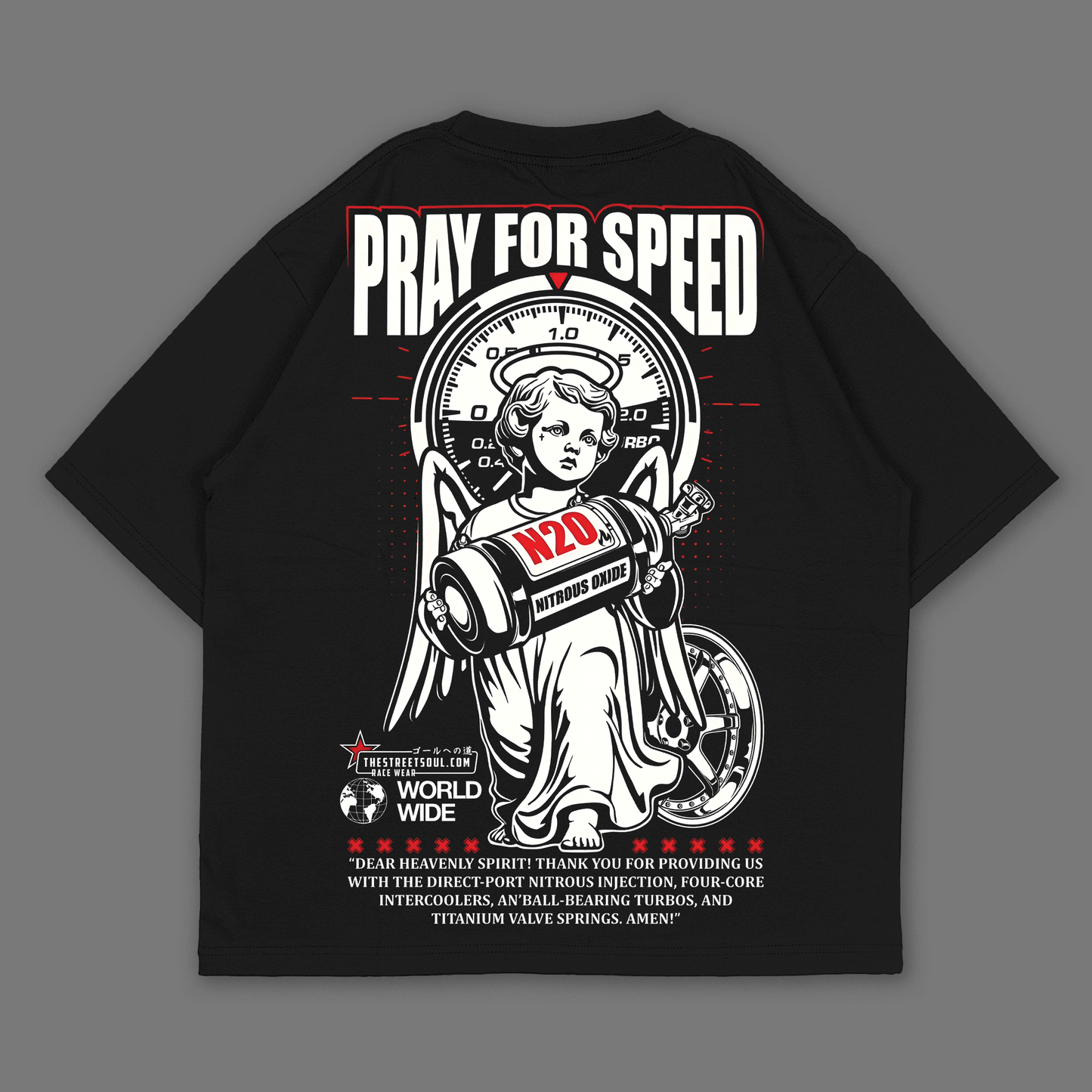 Angel of speed Black Oversized T-shirt