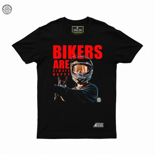 Bikers are always happy Printed BIker T-shirt - Street Soul Clothing