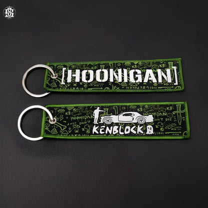 Block drifiting JDM woven keychain - keychain