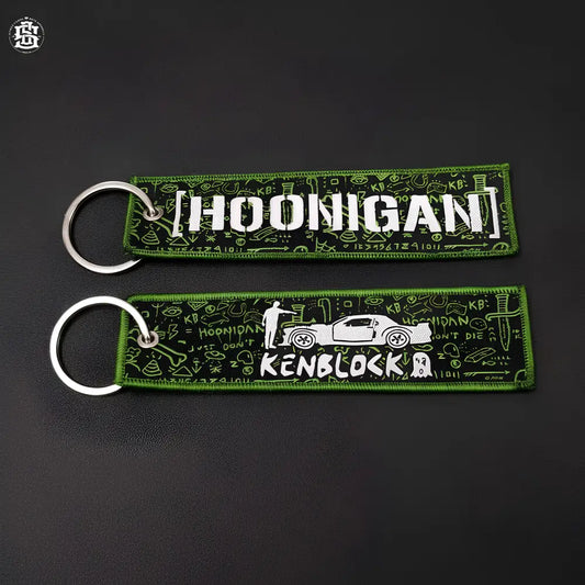 Block drifiting JDM woven keychain - keychain
