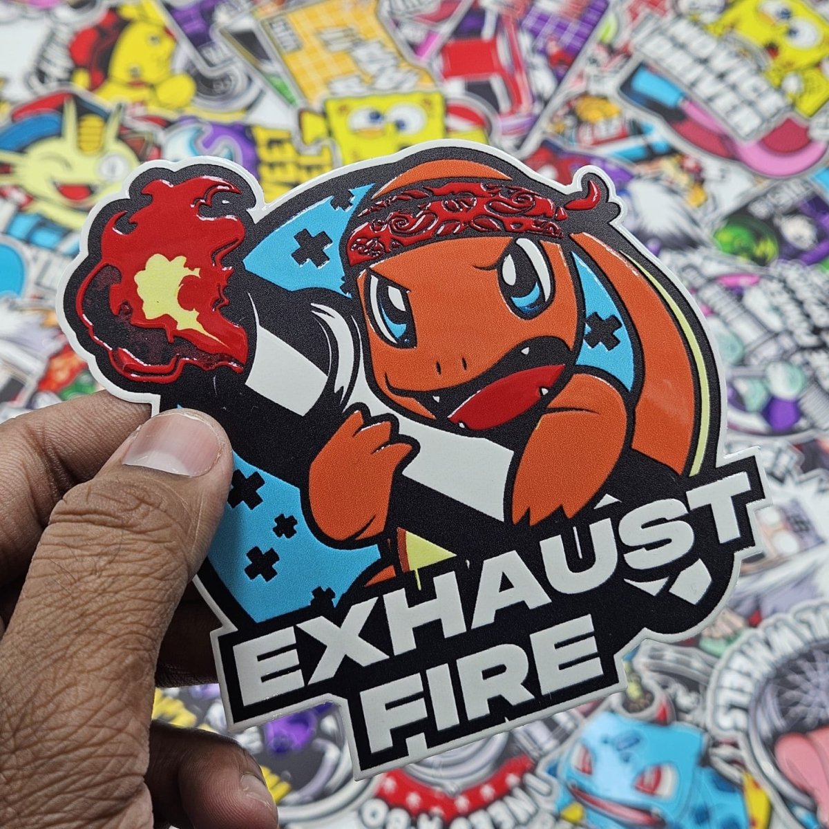 Charmander fire exhaust car slap sticker - Street Soul Clothing