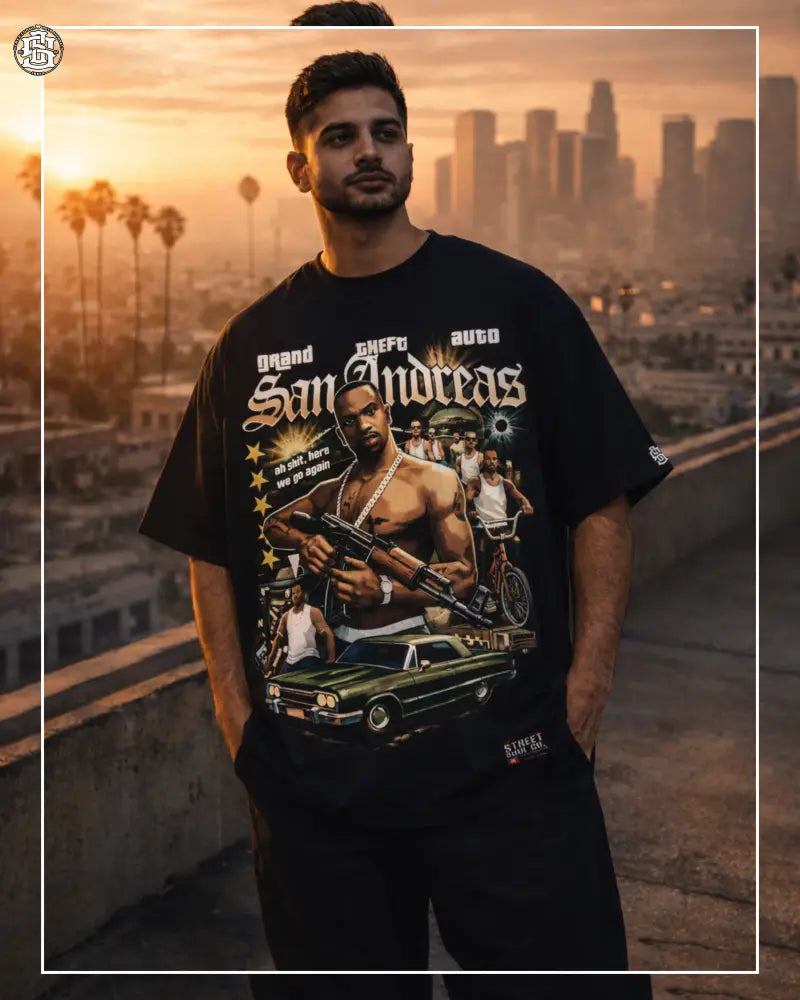 Childhood Gangs*ta Black Oversized T-shirt