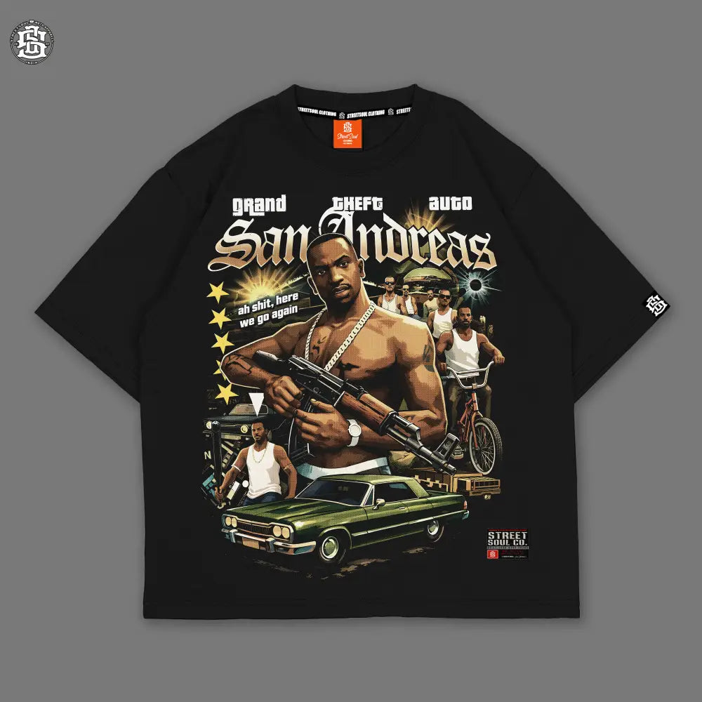 Childhood Gangs*ta Black Oversized T-shirt