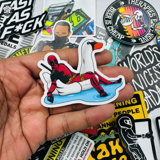 Chilling Deadpool sticker - Street Soul Clothing