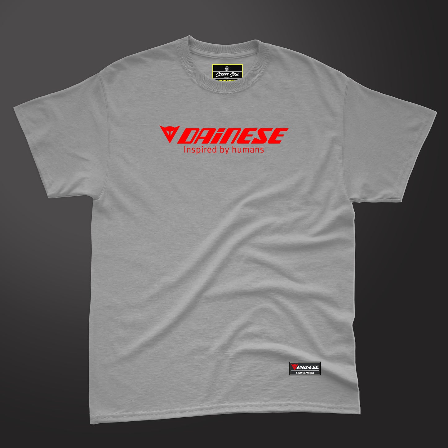 Inspired by human Melange Grey racing T-shirt