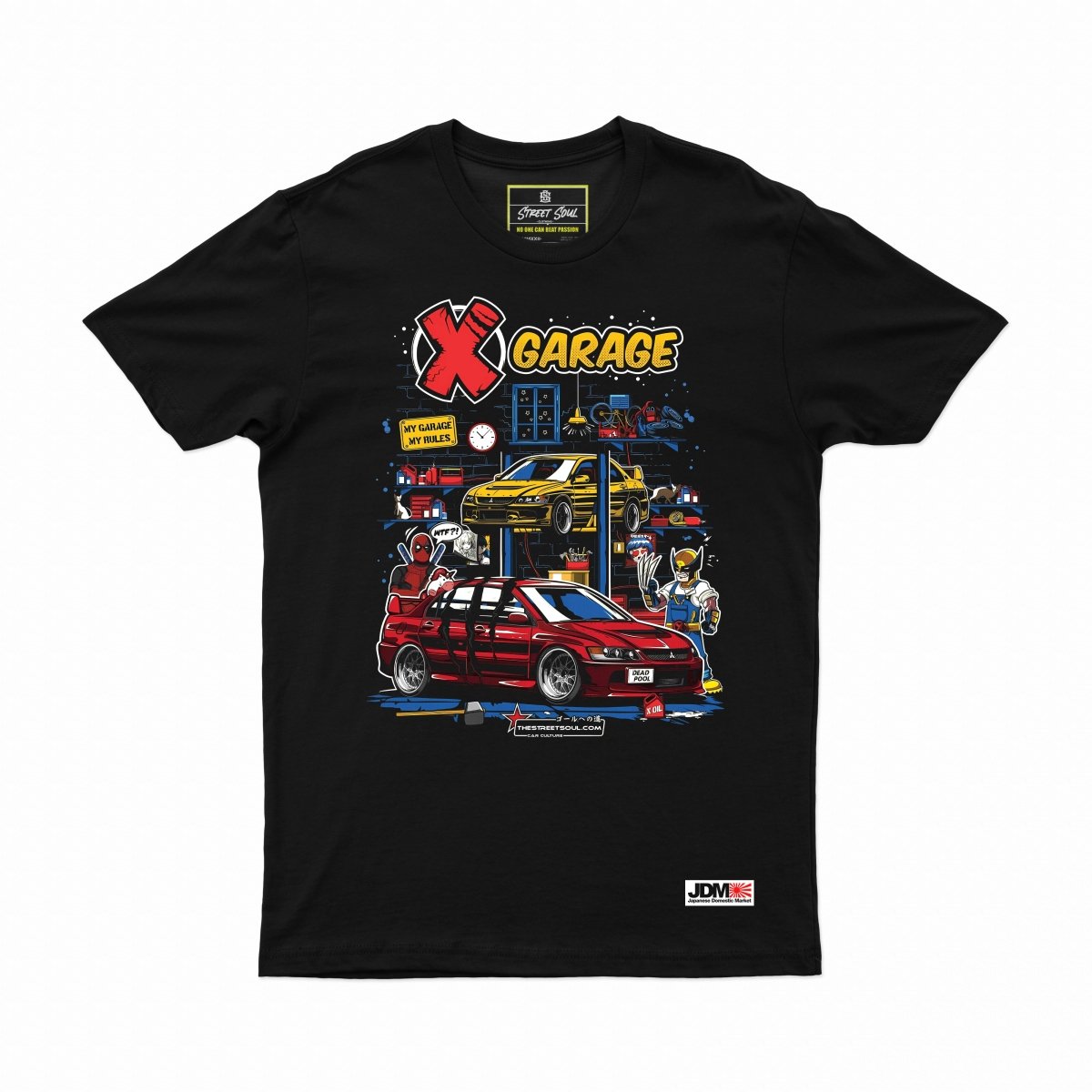 Deadpool vs wolverine X - Garage JDM T-shirt - Street Soul Clothing