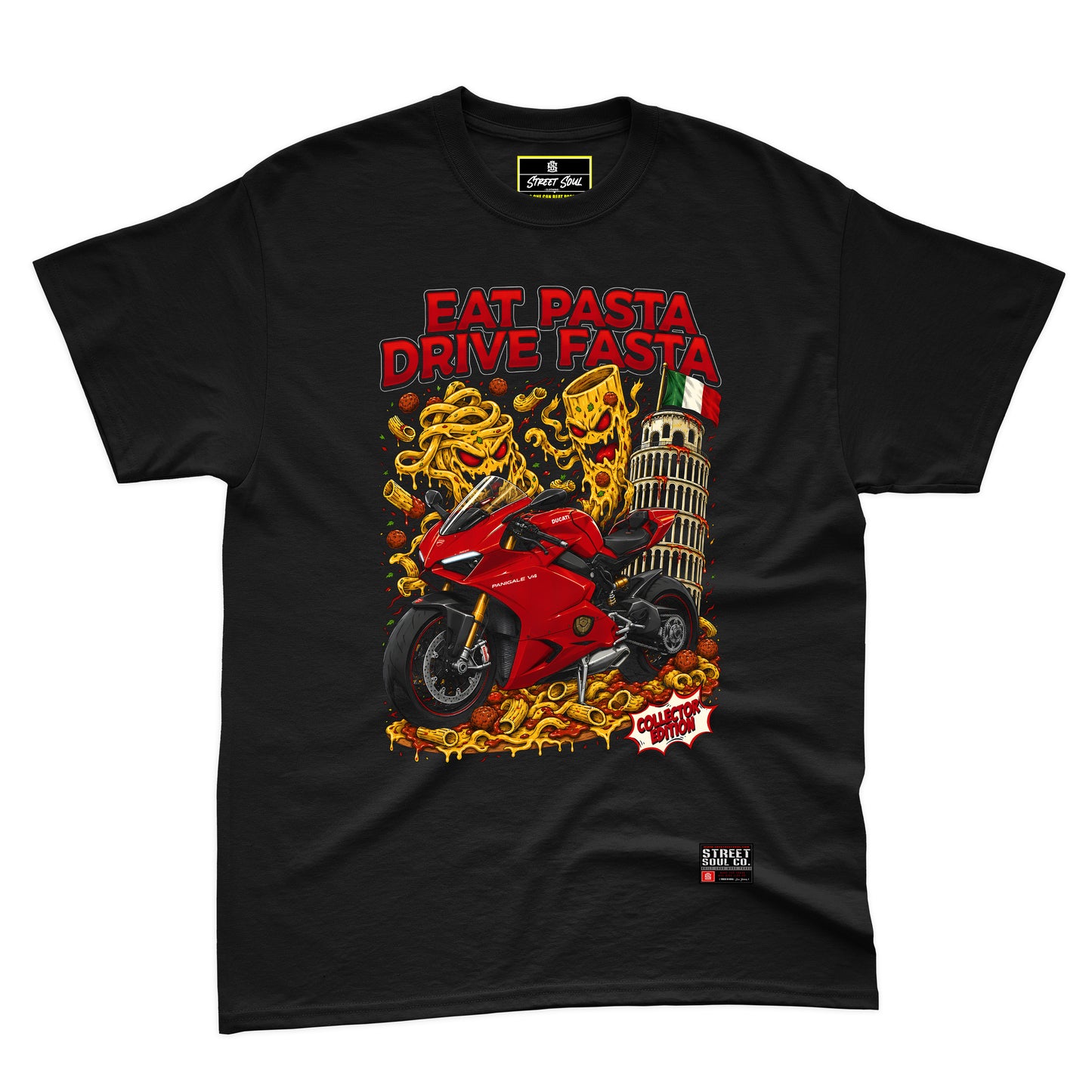 Eat pasta drive fasta graphic T-shirt