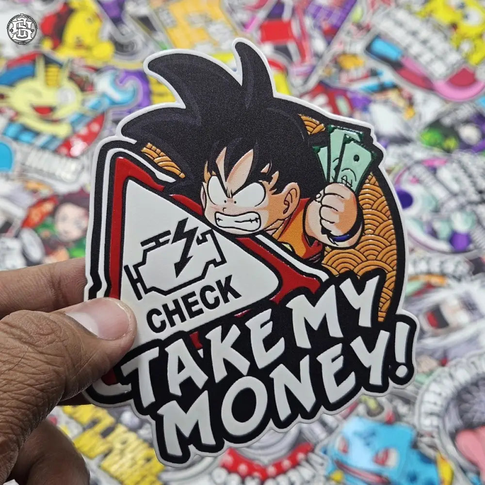 Engine checklight X Goku car slap sticker - Street Soul Clothing