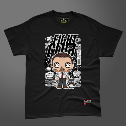 Fight club comic styled black T-shirt