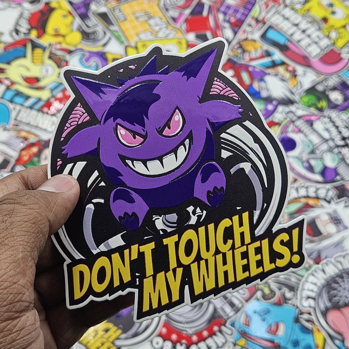 Gengar don't touch my wheels car slap sticker - Street Soul Clothing