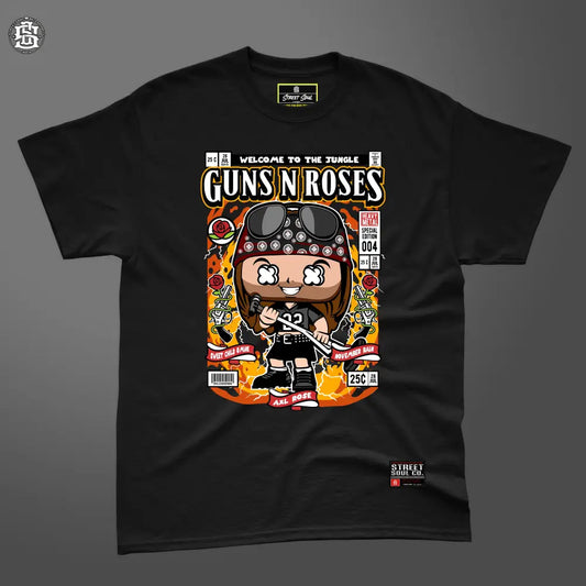 Guns n roses comic styled printed black T-shirt - T- Shirt