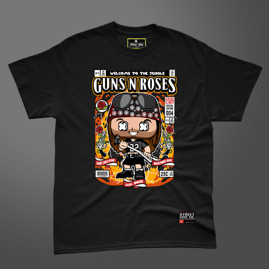 Guns n roses comic styled printed black T-shirt